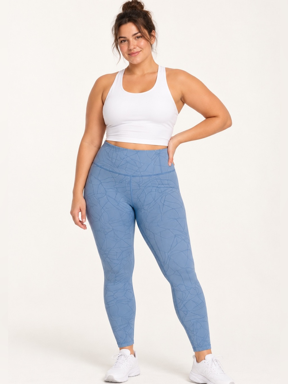 #938 Sweaty Betty Motion Jacquard Blue High Rise Leggings L